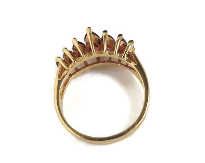 Garnet Ring, Vintage 14k HGE LIND Faux Garnet Ring, Multi-Stone Ring, Size 7, Gift for Her