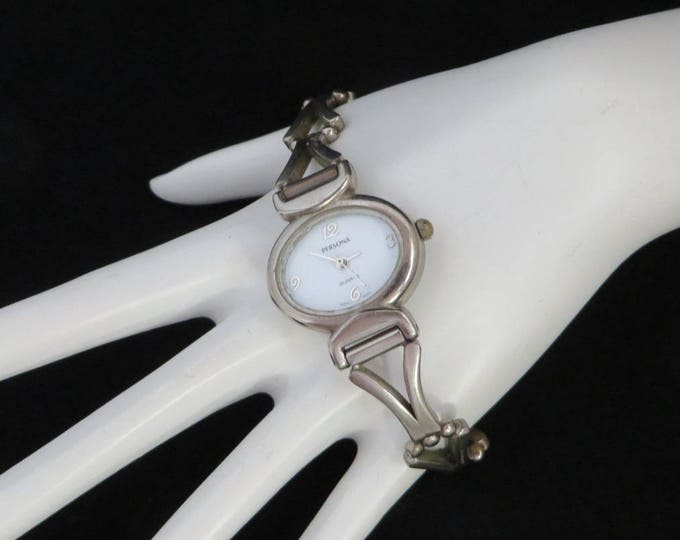 Persona Ladies Watch, Silvertone Link Watch, Vintage Wrist Watch, Collectible Watch