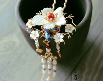 Chinese hair stick/flower hair stick/hair pin,pink hair accessories,gift for women,gift for her