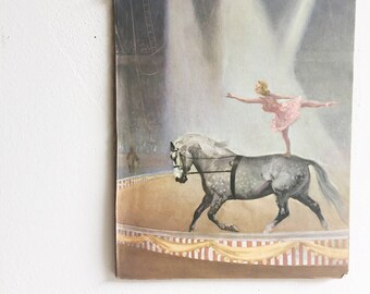 Vintage Circus Print - woman on horse - wall decor