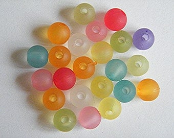 Multicolor blend, 8 mm by 10 frosted acrylic beads