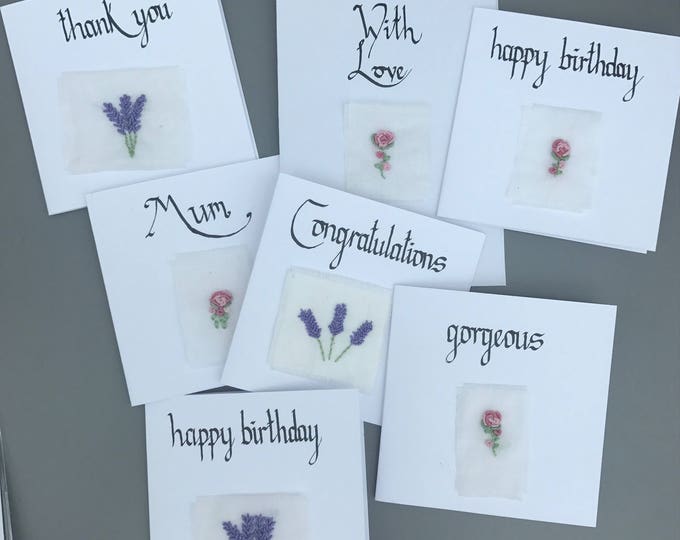 Thank You - Embroidered Lavender Card