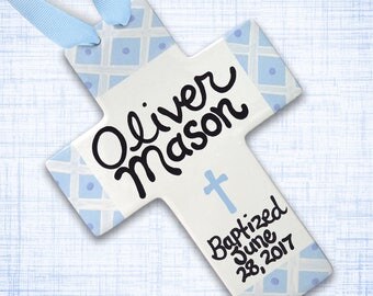 Christening Gift - Baby Dedication Gift - Personalized Baptism Cross - Christening Gifts for Boys - Boys Baptism Gift, Boys First Communion