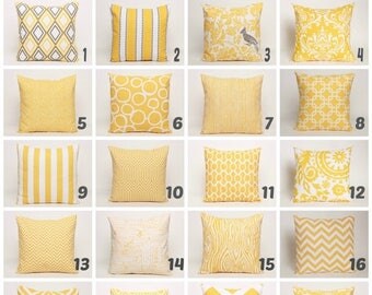 On Sale July Only Yellow Throw Pillow Covers, Choose from a Variety of Premier Prints Cotton Fabrics, covers designed to fit 14, 16, 18, 20