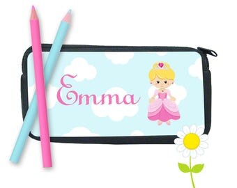 Personalized Princess Pencil Case - Pink Princess Pencil Bag for Girls - Custom School Supplies - Pencil Pouch w/ Name - Back to School Gift