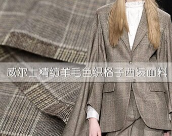 Thick fabric, Plaid suiting fabric, Wool blended fabric, yarn dyed fabric, jacket fabric, for wedding by 1/2m -mk- 1.40 meters wide