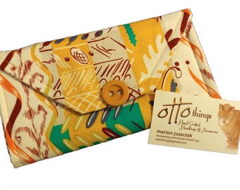 Abstract, Summer Fun Bright Yellow and Orange Tri Fold Wallet ONE-OF-A-KIND!