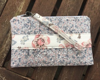 Floral Gathered Clutch Pouch Minimalist Slim Wallet