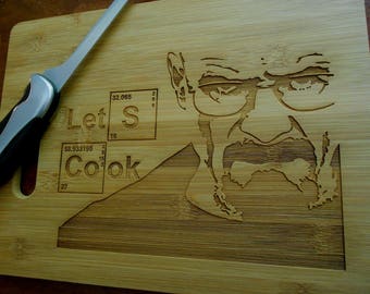 Breaking Bad cutting board laser-engraved bamboo cheese