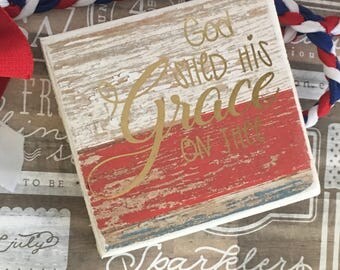 Fourth of July wood sign, patriotic sign, americana, American sign, 4th of July decor, memorial day decor, wall decor,mini wood block