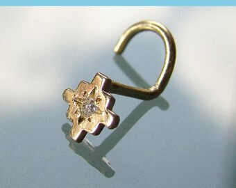 Diamond nose stud, dainty nose stud, nose jewelry, gold nose stud, tiny nose stud, diamond and gold, tragus studs, chakana, nose pin