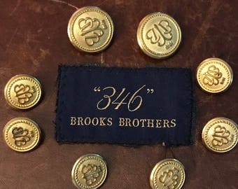 8 Brooks Brothers Logo Metal Shank Blazer Buttons