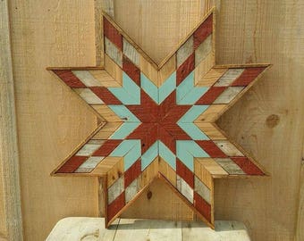 wooden barn quilt star, rustic quilt decor, wooden star