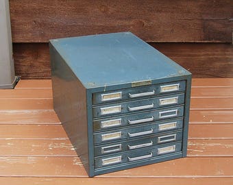 Large Steelmaster File Box, Vintage 6 Drawer File Case, Metal File Box, Vintage Records Chest, Storage Box, Vintage Industrial File Box