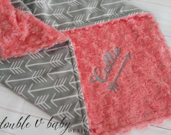 Personalized Baby Blanket, Minky Baby Blanket, Monogrammed Blanket, Arrow Baby Blanket, Personalized Minky Baby Blanket