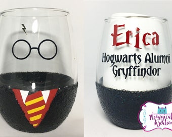 Harry Potter Wine Glass, Hogwarts Wine Glass, Gryffindor Wine Glass, Slytherin Wine Glass, Ravenclaw Wine Glass, Hufflepuff Wine Glass, HP