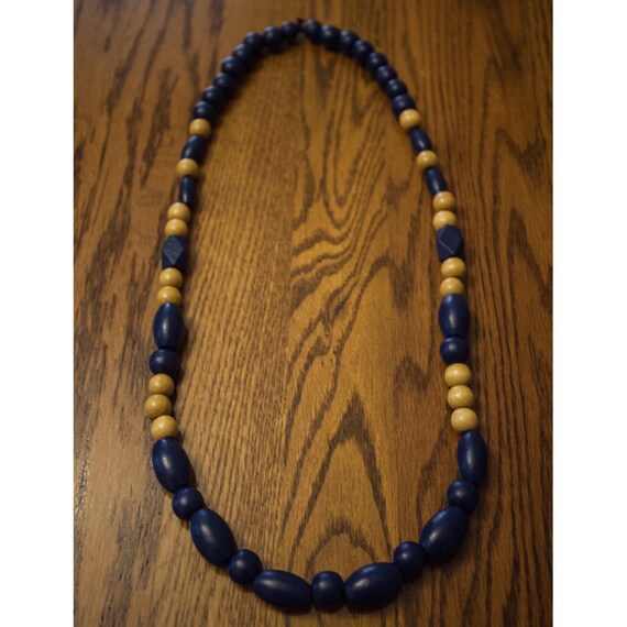 Navy Blue Wood Bead Necklace