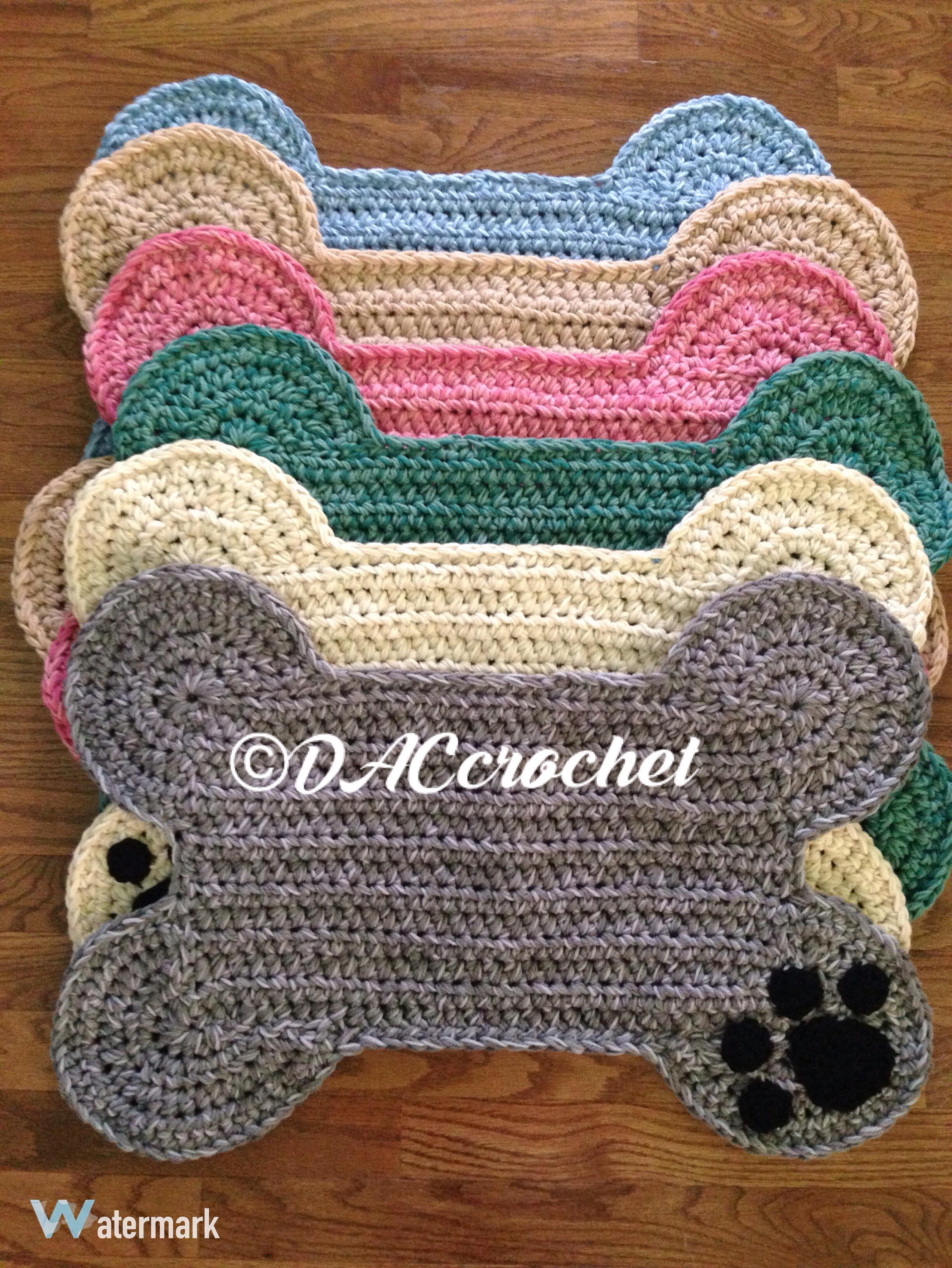 Crochet PATTERN Dog Bone Placemat Rug Pet Food Floor Mat