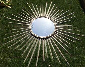 GRAND SUN MIRROR, Aluminum Frame Sun Mirror, Wall Hanging Sun Mirror, Wall Hanging Star Mirror, Large Metal Sun Miror