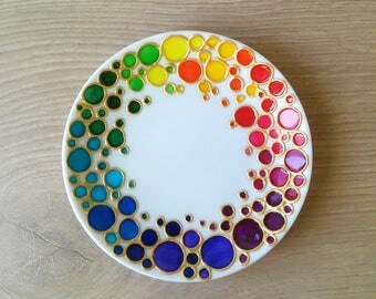 Rainbow Engagement Ring Dish Bubbles Ceramic Ring Dish summer Wedding Personalized Ring Dish Bridal Shower Gift Ring Holder Jewelry Holder