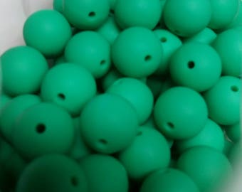 NEW! Lot of 10 Kelly Green 15MM rounds-Loose Silicone Beads