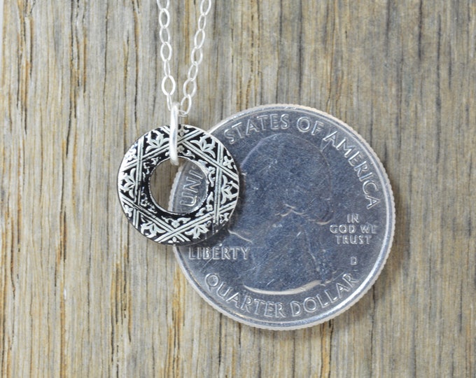 Moroccan Coin Necklace, Black Coin Necklace, Coin Art, Morocco, Silver Coin, Moroccan Art, Boho Necklace, Two-Sided, Coin Charm, Charm