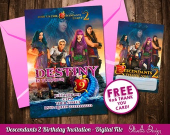 Descendants 2 Invitation for Birthday Party - Digital File
