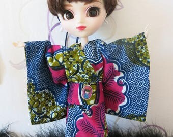 African fabric kimono Pullip and Shibajuku