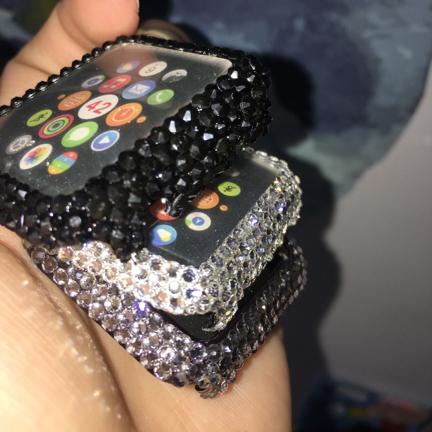 Apple Watch case bling handmade rose gold white opal crystal