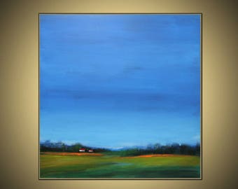 Abstract Original OIL painting on canvas,,blue,green ,yellow ,original painting,