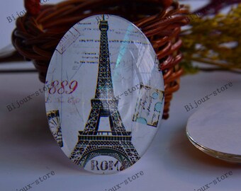 Set of 2 B34073 oval 30x40mm glass Cabochons