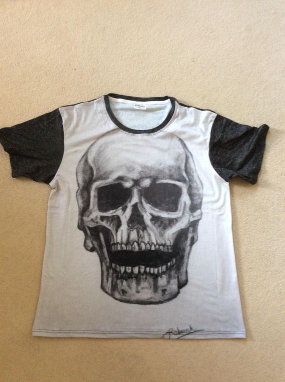 MENS SKULL TSHIRT Art Print T Shirt Skull Top For Him