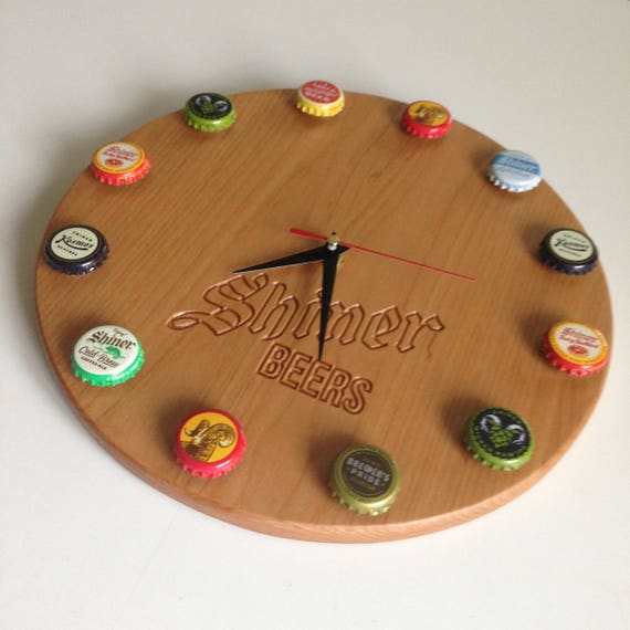 Shiner Beers Solid Birch Bottle Cap Wall Clock