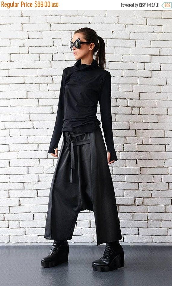 SALE Grey Maxi Pants with Belts / Extravagant Oversize Harem