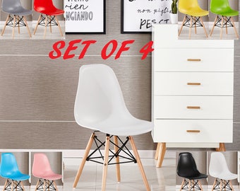 EAMES DSW Style Chair design Modified (Set of 4) / chaise DSW design scandinave Dining Chair or Office Chair