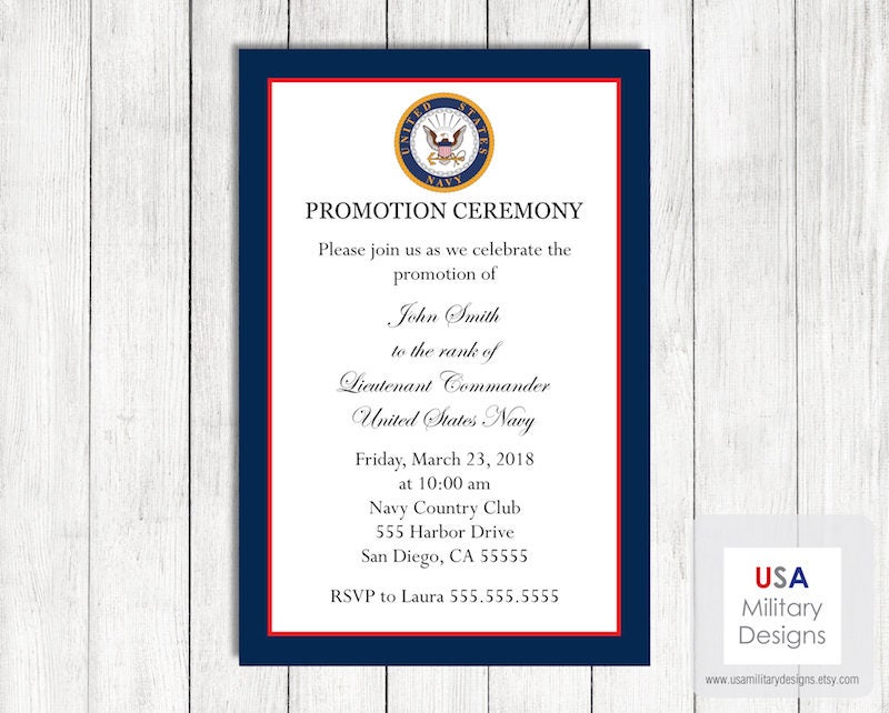 Navy Promotion Ceremony Invitation Printable US Navy