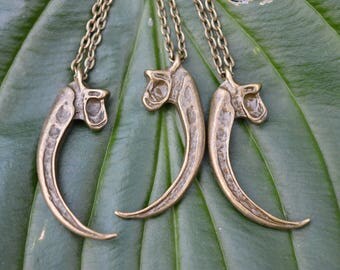 Antique Bronze Talon Claw Pendant necklace
