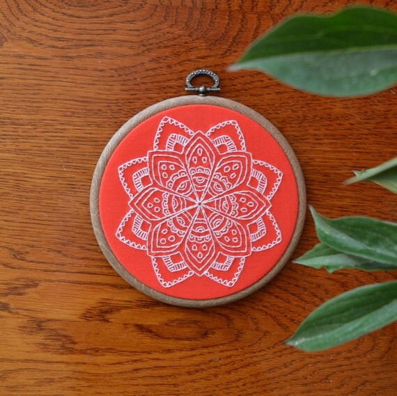 White mandala hoop art Mandala wall hanging Mandala