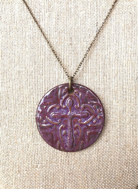 Cross Necklace Clay Cross Pendant Ceramic Cross Necklace