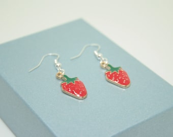 Strawberry Fruit Earrings, Fruit Jewellery, Fruit Earrings, Cute Earrings, Red Earrings
