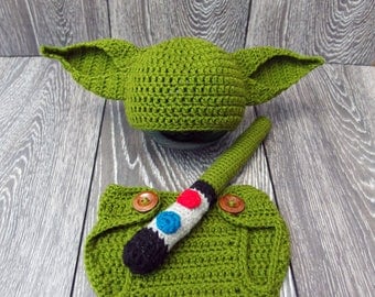 Star Wars inspired costume, Star Wars Baby Costume, Yoda Baby Hat, Star Wars Outfit, Baby Boy Hat, Halloween costume, Baby Yoda Costume