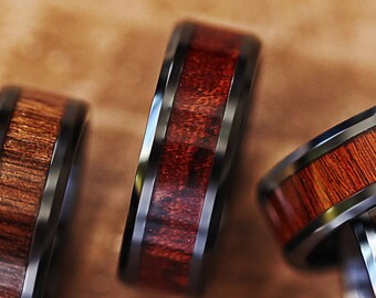 Wood inlay ring | Etsy