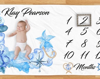 Milestone Blanket for Boy | Months Blanket | Baby Milestone Photo Prop | Blanket for Baby Monthly Pictures | Monthly Milestone Blanket