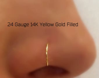 Gold Nose Hoop Nose Ring G 18G 20G 22G 24G Gold Nose Piercing