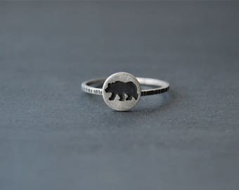 Bear Ring, Grizzly Bear Ring, Nature Jewelry, Canadian Jewelry, Wilderness Jewelry, Silver Bear Ring, Simple Nature Jewelry, Grizzly Bear