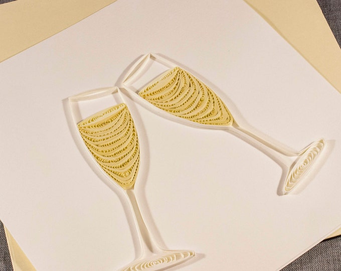 3D Blank Quilling Wedding Card Champagne Congratulations Cheers Quilling Card Quilled Card