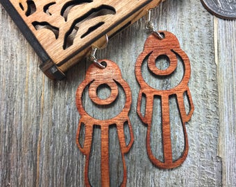 Laser cut wood earrings #14