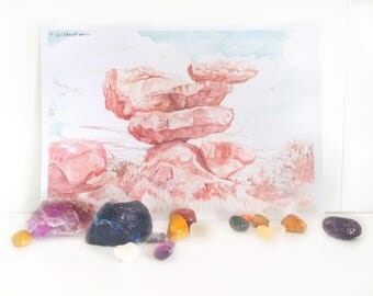 A5 Balancing Rocks Watercolour Print - Art Print - African Print