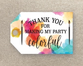 Art Party Favor Tags - Birthday Party Favour Tags - Printable Favour Tags - Painting Birthday Tags - Art Thank You Tags - Loot Bag Tags