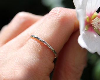 Dimpled Hammered Stacking Ring, Sterling Silver Ring, Stacking Stackable Ring, Minimal, Modern, Textured, Gift Ideas